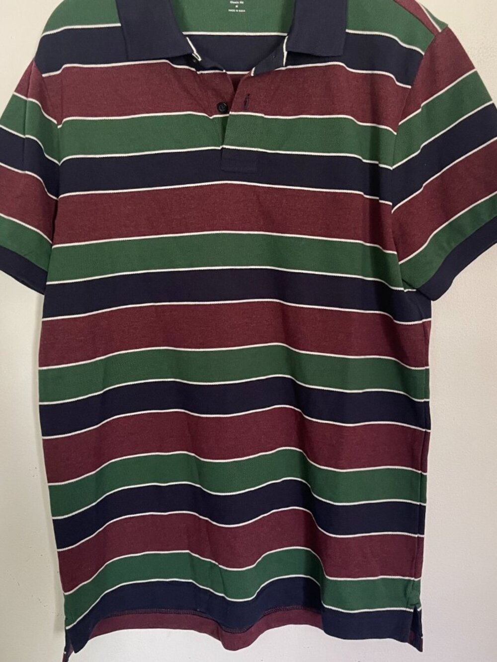 Old Navy Polo Shirt Knit Men's Medium Multicolor Striped Classic Fit Golf  T